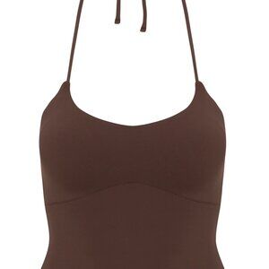 NEW Double Lined Halter Top Chocolate Brown  Size S Small Fall Tops Tags ON